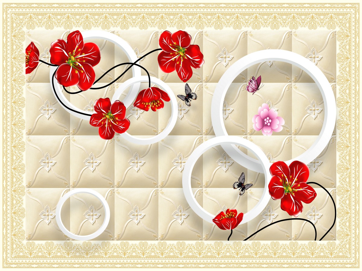 Красные маки в кольцах